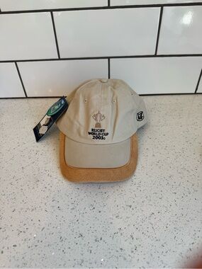 NWT Line 7 Rugby World Cup 2003 Baseball Cap Tan Beige Suede Brim